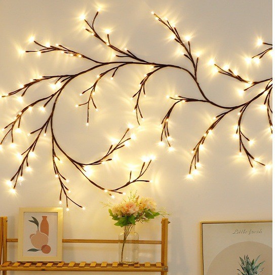 LED branch rattan lamp holiday decoration branch lamp bedroom living room warm atmosphere lamp wall hanging night decorative lamp