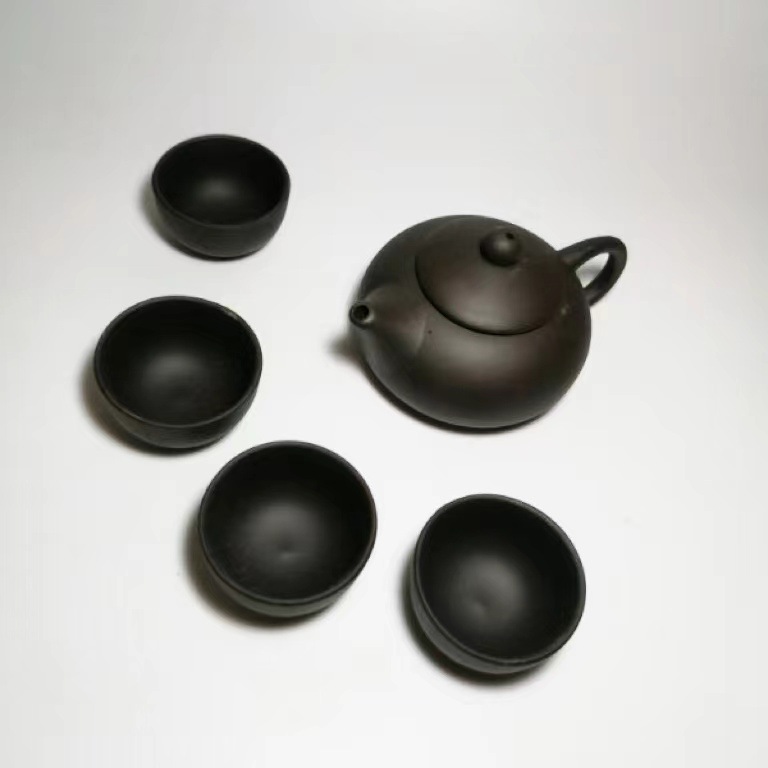 Zisha Teapot Set of 5 Pieces, Opening Gift Set of Ceramic Tea Ware, Logo Supportable Tea Set Gift Box