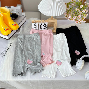 2025 Summer New Baby Leggings Thin Girls Fashionable Outer Pants Kidsren's Slim and Versatile Five-Point Pants