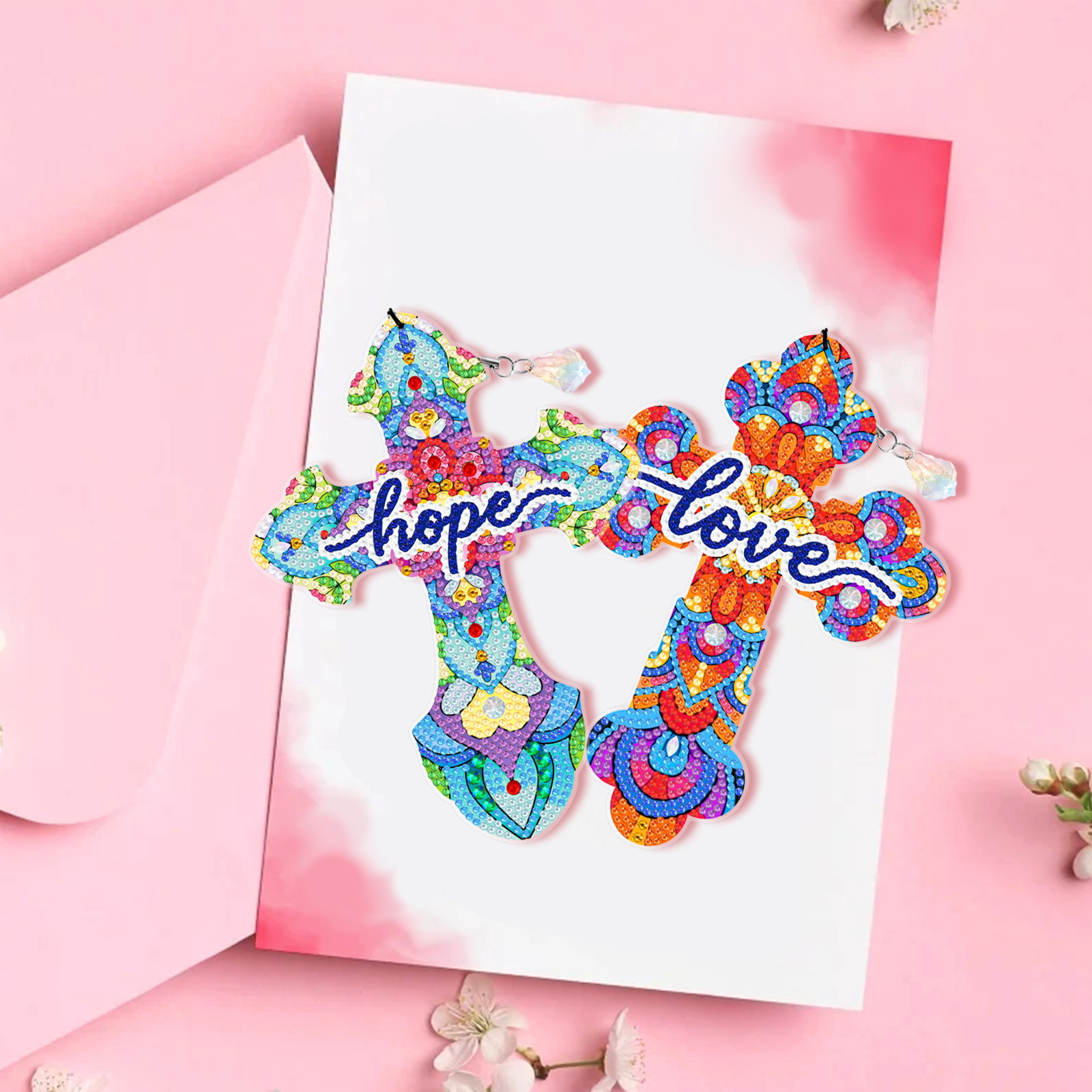 Accesorios para pintura de diamantes, marcapáginas con diseño de cruz, marcapáginas creativos hechos a mano con diamantes incrustados, hechos de material PET, disponibles para venta al por mayor.