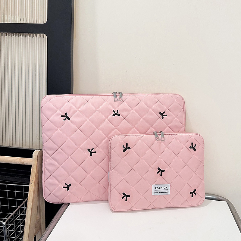 Arco coreano tablet computadora portátil lindo ins bordado universal bolso de mano casual personalidad