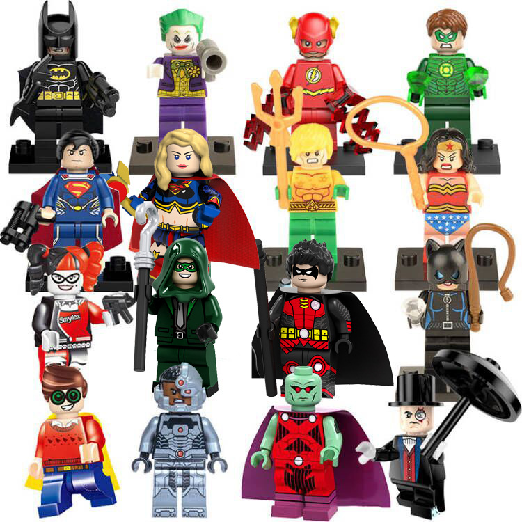 Cross-border wholesale MOC hero building blocks suit DC16 MV16 small particles assembled toy bags on behalf of hair