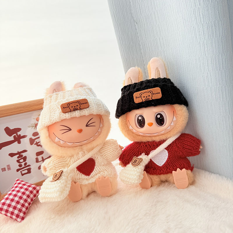 Solo ropa] Llavero de primera y segunda generación Labubu colgante de ropa Rabubu ropa de bebé suéter de punto traje de sombrero