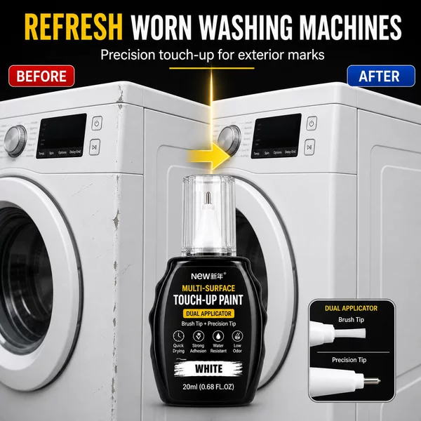 Cross-border white appliance repair paint for washing machines and refrigerators, scratch and paint chipping repair touch-up pen, dual-tip dot-paint repair liquid