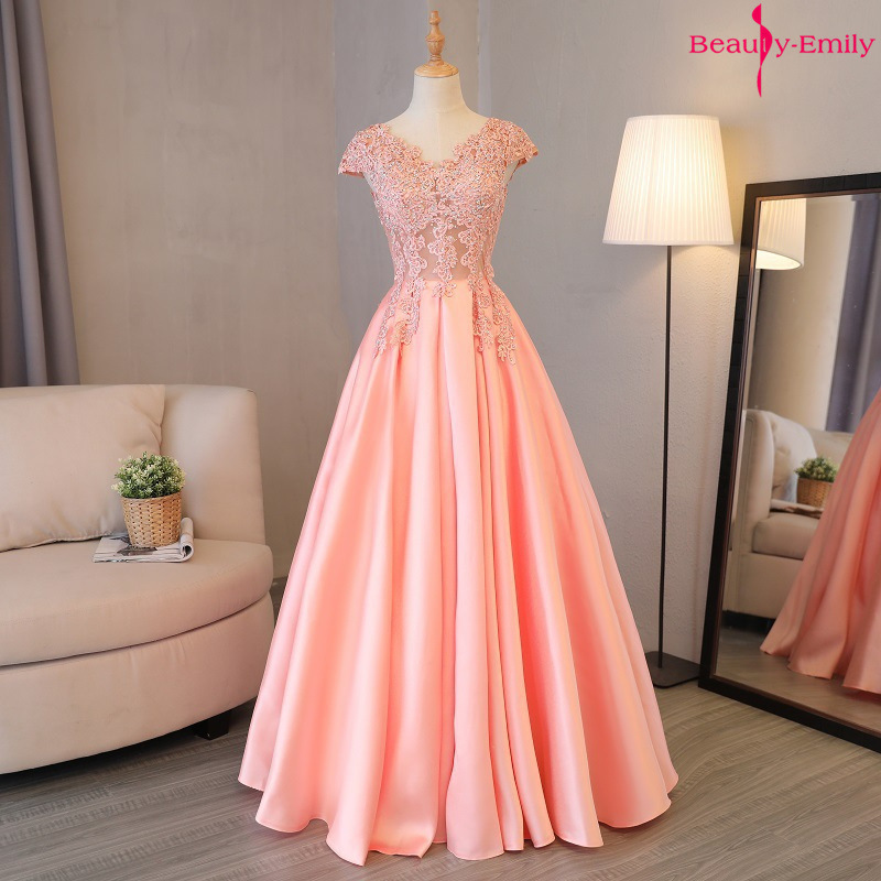 2026 Long Lace Applique Pink Evening Dress V Neck Sleeveless Prom Evening Dress Sister Dress Bridesmaid Dress