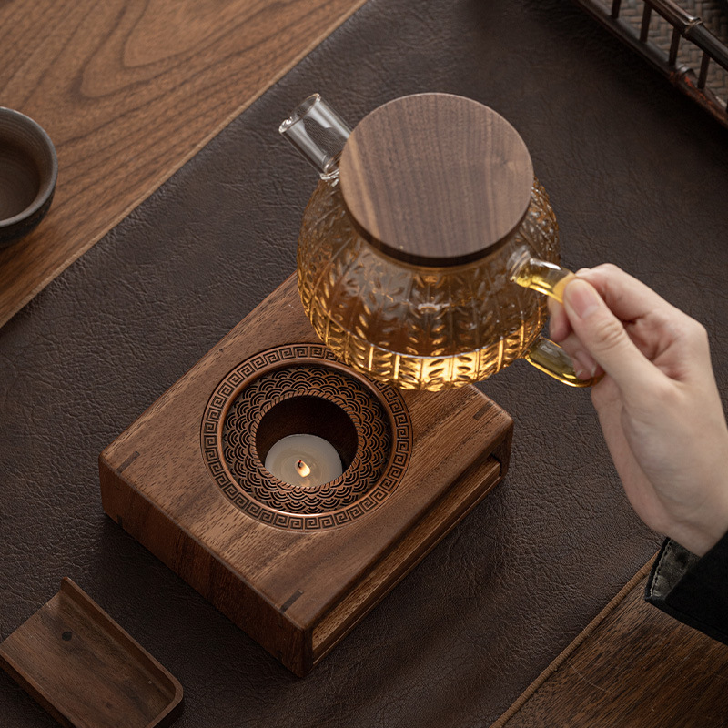 Walnut candle tea boiling stove tea heating stove base open fire roasted orange stove hot tea heating furnace tea warmer