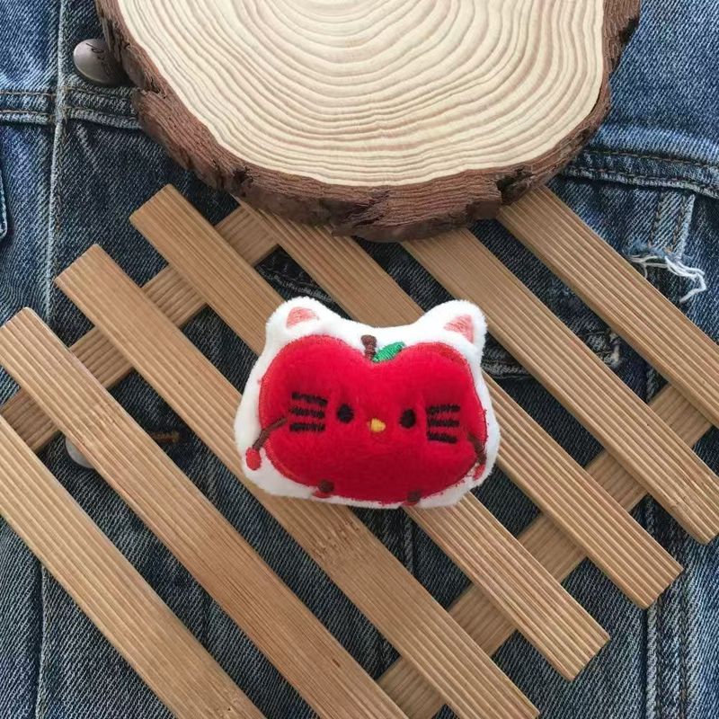 卡通猫咪苹果毛绒钥匙扣学生奖励礼品幼儿园书包包挂饰儿童小礼物|undefined