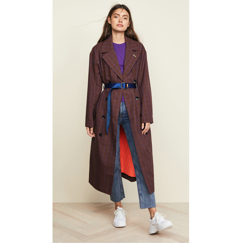 Tb autumn and winter with liner windbreaker women's long wool plaid women's windbreaker two-piece catwalk windbreaker women's clothing
