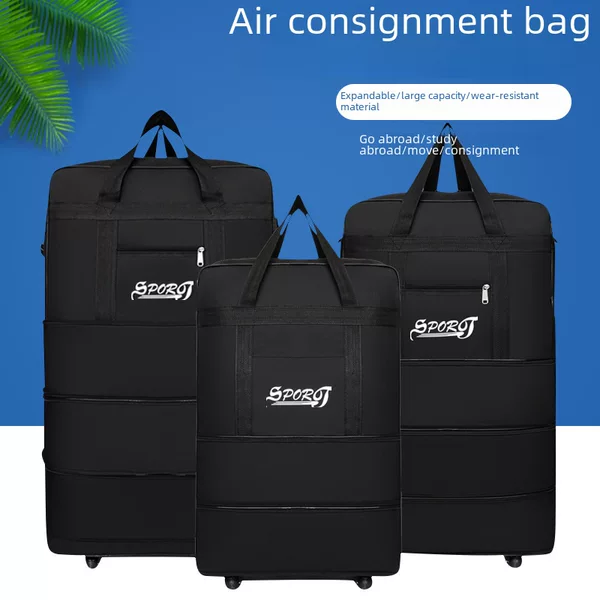 New Foldableing and Expandable Large-Capacity Travel Bag, Business Trip, Boarding, Airline Checked Bag, Universal Wheel Oxford Cloth Luggage Bag