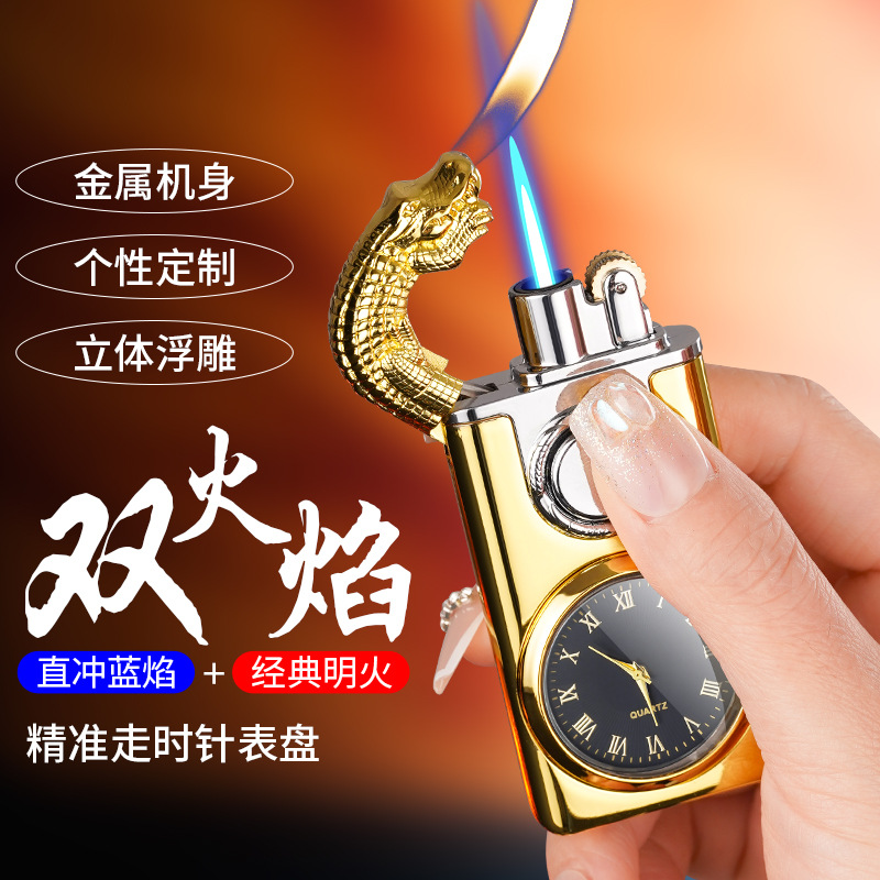 Encendedor inflable de doble fuego, estereoscópio en relieve multifuncional con dial, encendedor de impacto directo, logotipo publicitario