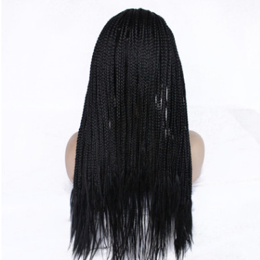 Amazon Peluca europea y americana para mujer, encaje frontal, fibra química, cabello de bebé negro, tres hilos, peluca de trenza LW0092