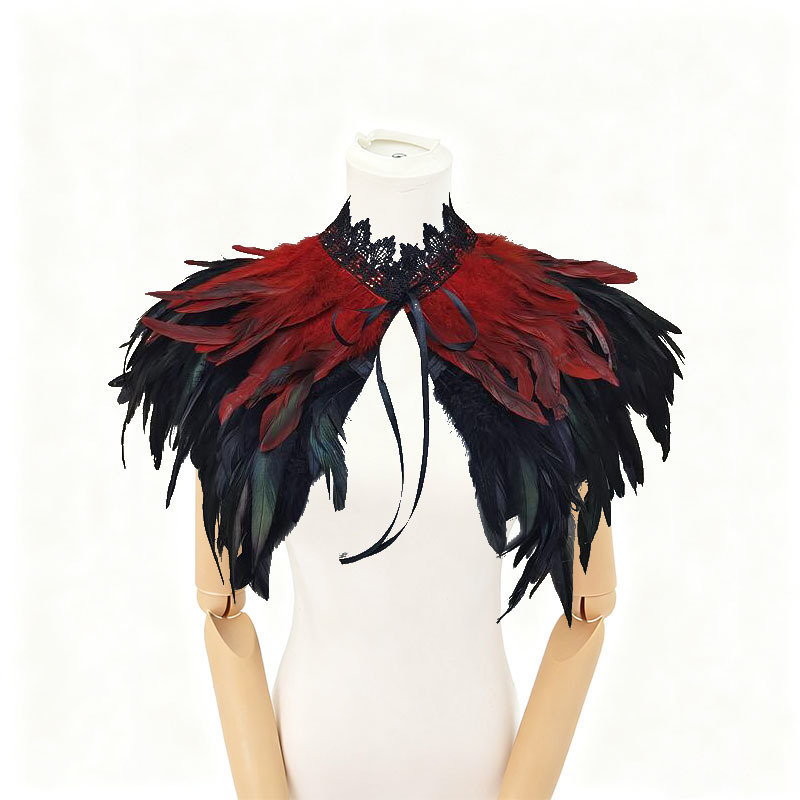 Challas de plumas, capa de lucha libre, baile de baile, chaleco de plumas, cuello falso, bib, capa de plumas gruesas, amazonas