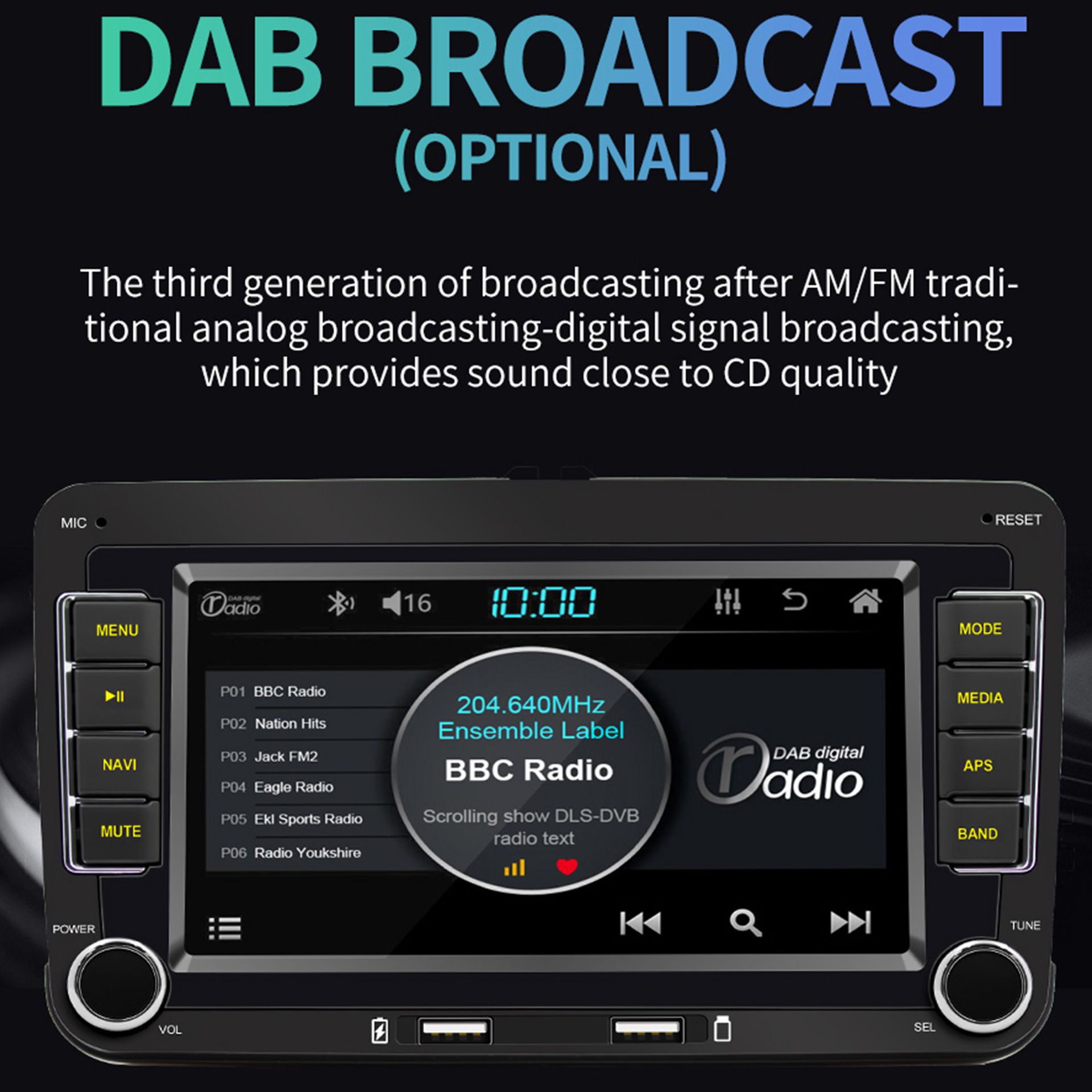 7inch Dual-Disk Car Bluetooth Mp5 Wired Android Auto Wireless Carplay Gps Navigation Suitable for Volkswagen
