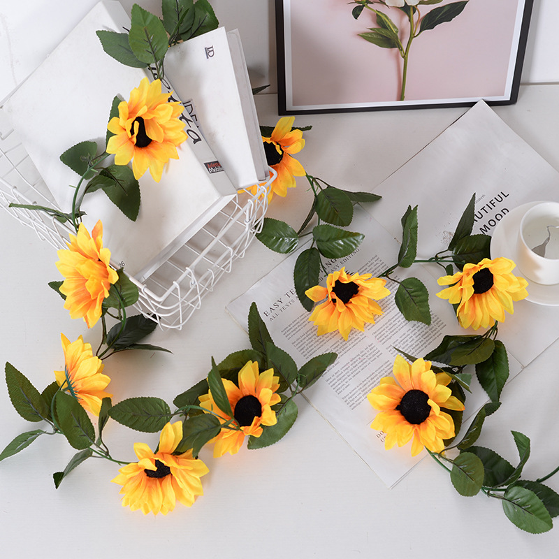 Sunflower Flower Vine artificial flower home pipe winding decorative rattan vine fake flower sunflower 10 big flowers Sunflower Flower Vine artificial flower home pipe winding decorative rattan vine fake flower sunflower 10 big flowers