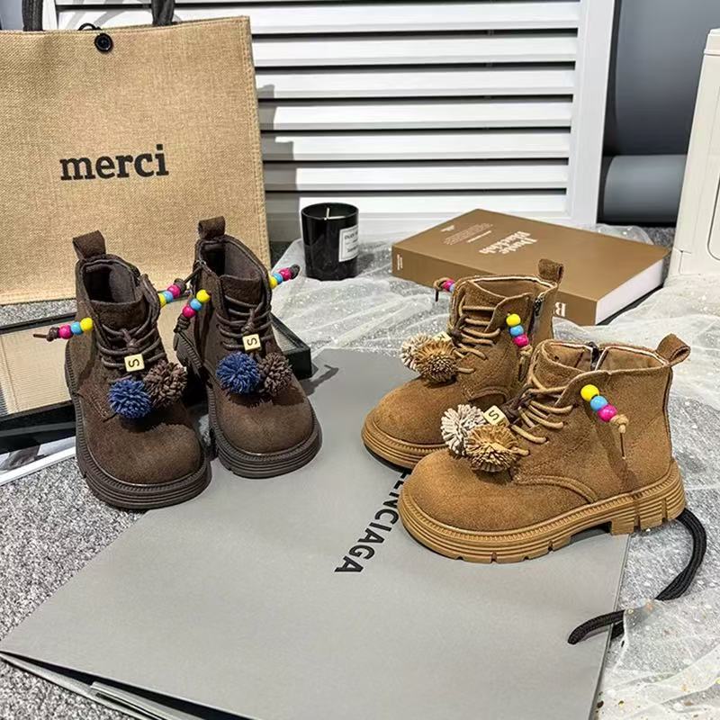 Girls' Boots 2025 Autum Kidsren's Fashion Short Boots Retro Korean Casual British Style Boots Foreign Style Short Boots