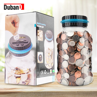 Us Dollar Smart Counting Piggy Bank Large Capacity Bucket Coin Coin Transparent Piggy Bank Gift