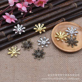 diy饰品配件金属花片古风新娘团扇头饰配件小八叶金属铁花片厂家