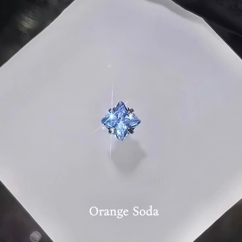Orangesoda Island Square Titanium Alloy Internal Spiral Ear Bone Studs Sparkling Cochlear Studs for Women Korean and Japanese Style Versatile Earrings