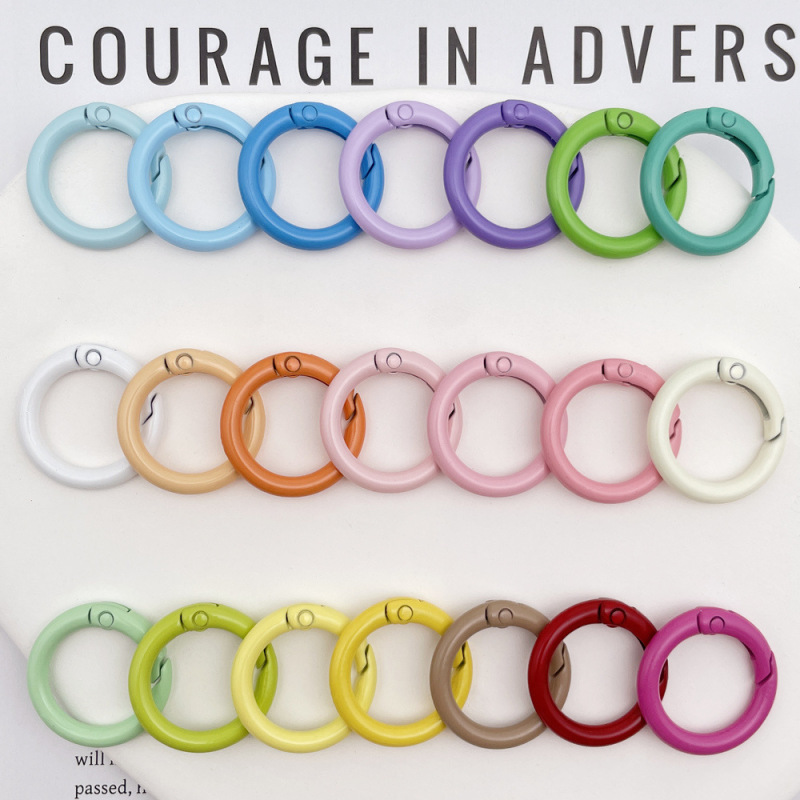 Color Painted Zinc Alloy Spring Buckle Round Opening Spring Ring DIY Handmade Keychain Jewelry Accessories Wholesale