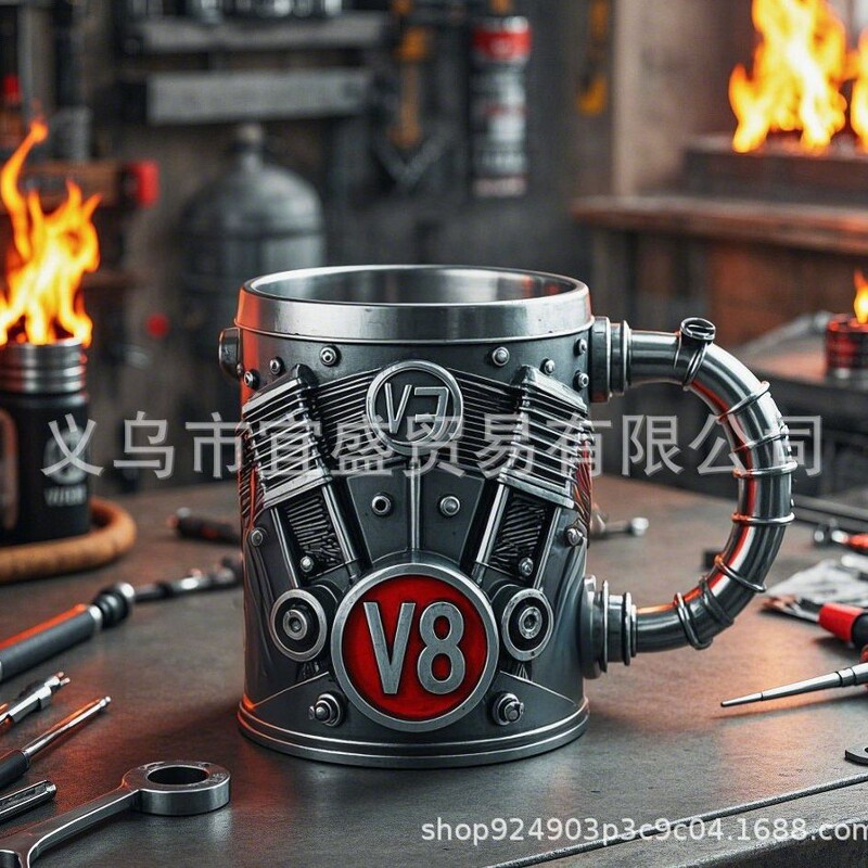 クロスボーダー新型エンジンv 8カップ置物創意的機械感マグカップ置物v 6芸術カップ樹脂置物|undefined