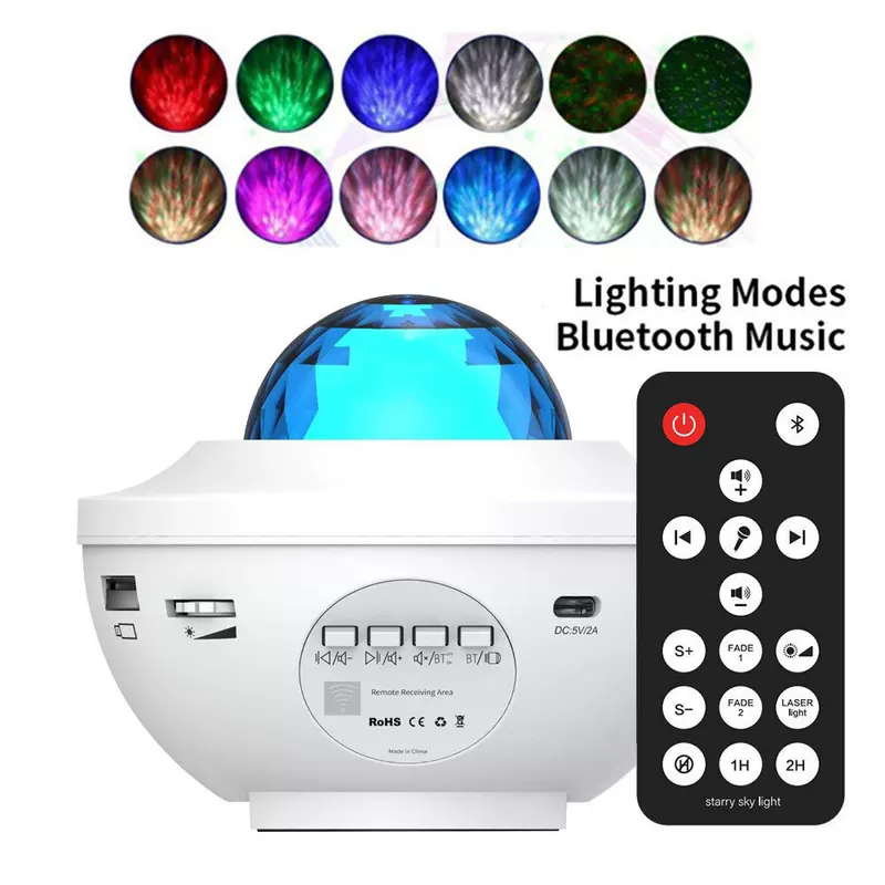 Star Projection Lamp, Bluetooth Night Light with Laser, 10 Modes & 1/2h Timer, 4W USB