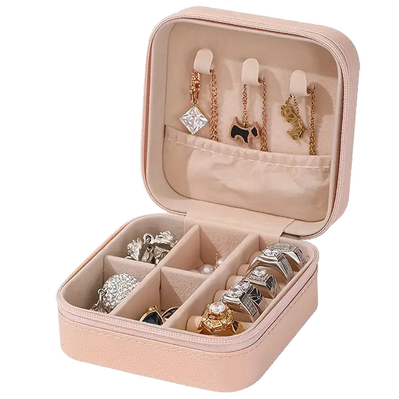 Caja de almacenamiento de joyería portátil, para collares, pendientes y anillos