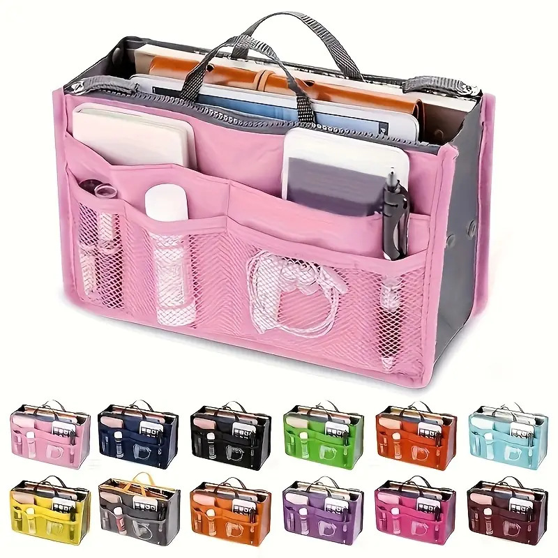 Multifunctional Double Folding Storage Bag Large Capacity Handbag Thickened Classification Bag Travel Digital Bag Medium Storage