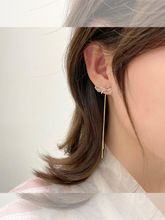 韓國代購新款氣質長款流蘇耳線蝴蝶結耳環女顯臉瘦的耳線小眾耳飾