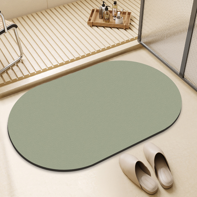 Tapis d'entrée de salle de bain uni, absorbant, à séchage rapide et antidérapant en diatomite, couleur transfrontalière._voghion.com