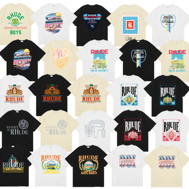 Cross-Border Supply Los Angeles Niche Trendy Clothing Rhude Celebrity Style Loose Fashion Short-Sleeve T-Shirt
