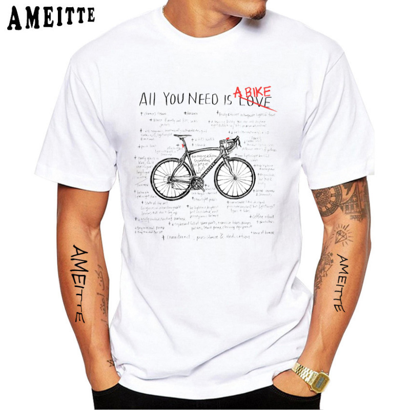 アマゾンwishクロスボーダー欧米趣味自転車プリント柄丸首半袖tシャツ男性上着速売通|undefined