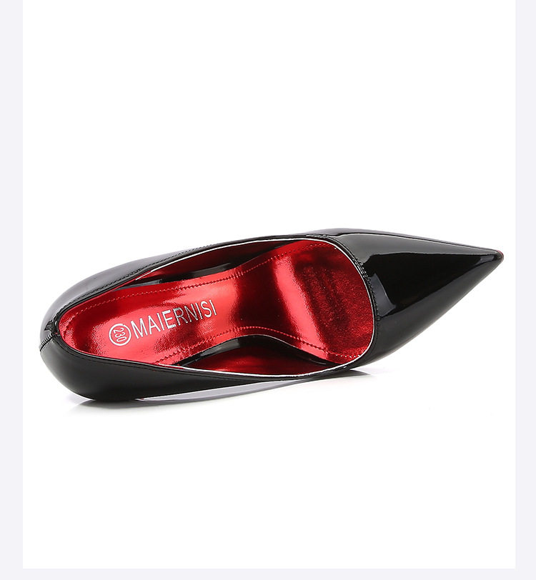 Giày cao gót nữ mũi nhọn gót 12 cm cỡ lớn — Màu hồng, Màu mơ, Màu trắng, Màu Đen Đế Đỏ chi tiết 17