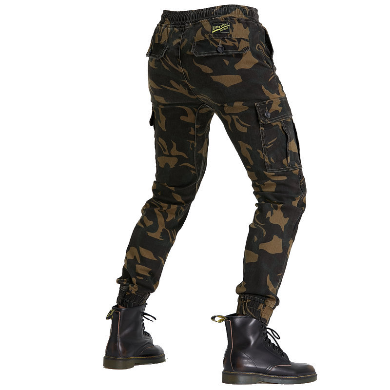 LOONG BIKER motocicleta pantalones de montar pantalones casuales resistentes a la caída de herramientas de la motocicleta multi-Bolsa de tobillo atado equipo de protección mejorada