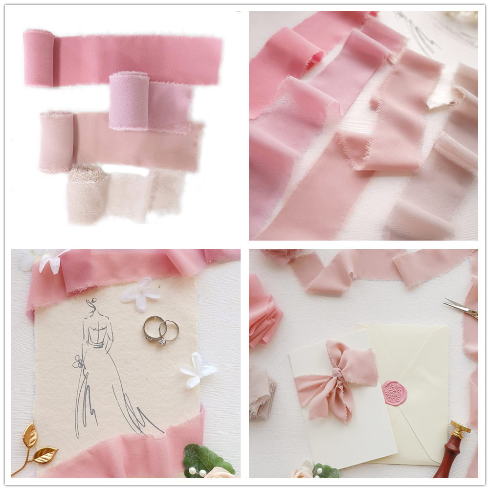 Rallado gasa deshilachado gasa decoración de la boda tarjeta de felicitación embalaje de la flor 4CMX5 yardas deshilachadas ramo de la cinta