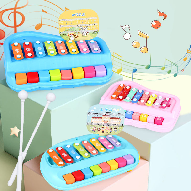 Knock piano Music box Gift Tablature 0-1 children Toys Piano 3 baby Toys Two-in-one Hand knock piano