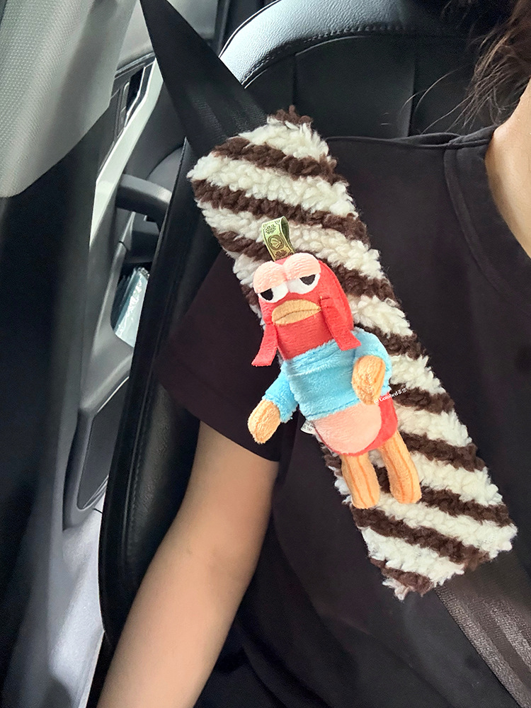 Spongebob Squarepants Bikini Bottom Residents Car Seat Shoulder Protector Plush Doll Seatbelt Decoration Anti-Strangle Imitation Shoulder Pad