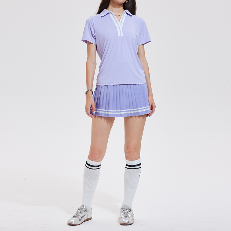 Caijue trajes de tenis transfronterizos trajes casuales de mujeres delgados mangas cortas polo bádminton fitness rápido seco conjunto deportivo