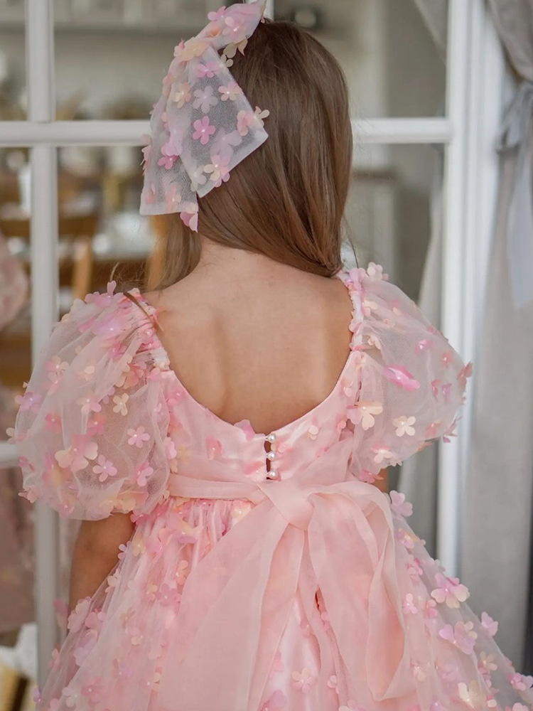 Vestido de niñas celebridad en Línea para Niños burbuja manga flor princesa vestido transfronterizo Comercio exterior Navidad mullido vestido de gasa