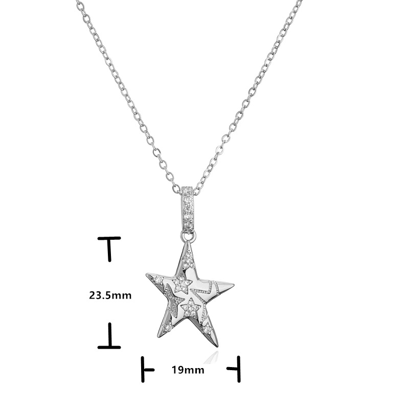 Fashion Micro Inlaid Zircon Five-pointed Star Pentagram Necklace Earring Set Ornament display picture 8