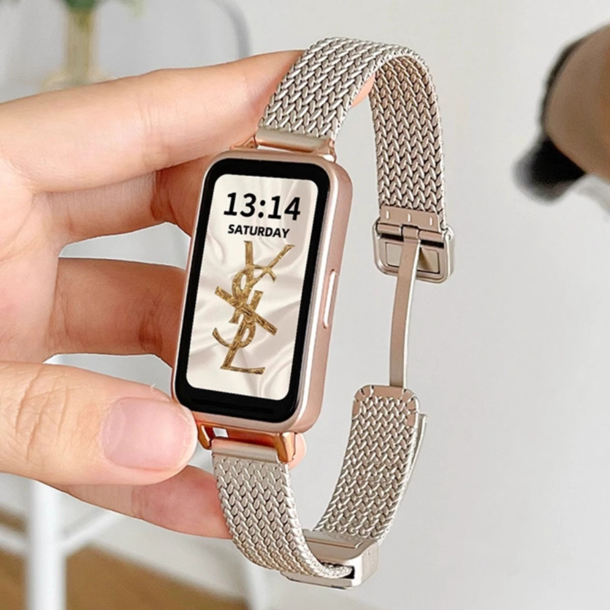 适用华为手环9女款10表带麦穗小米手环8金属9pro磁吸10nfc手表带