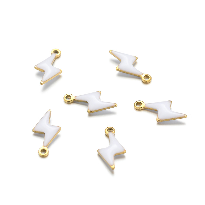 8g Weight Pendant Jewelry Making Type 5*10mm Jewelry Making Size DIY Jewelry Accessories Classification 20 PCS/Package Quantity 304 Stainless Steel Material Lightning Pattern Enamel Design Casual, Simple Style Style 20 PCS/Package 5*10mm 304 Stainless Steel Lightning Pendant 7