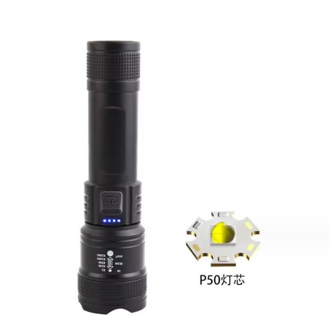 TY908 transfronteriza linterna LED luz fuerte carga al aire libre súper brillante USB telescópica Enfoque de emergencia linterna del hogar