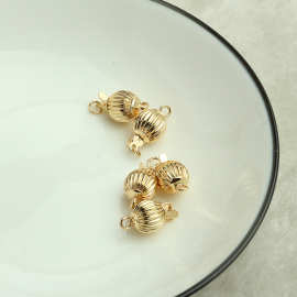 14K包金保色南瓜珠项链扣 diy手工饰品配件 金色珍珠项链收尾插扣