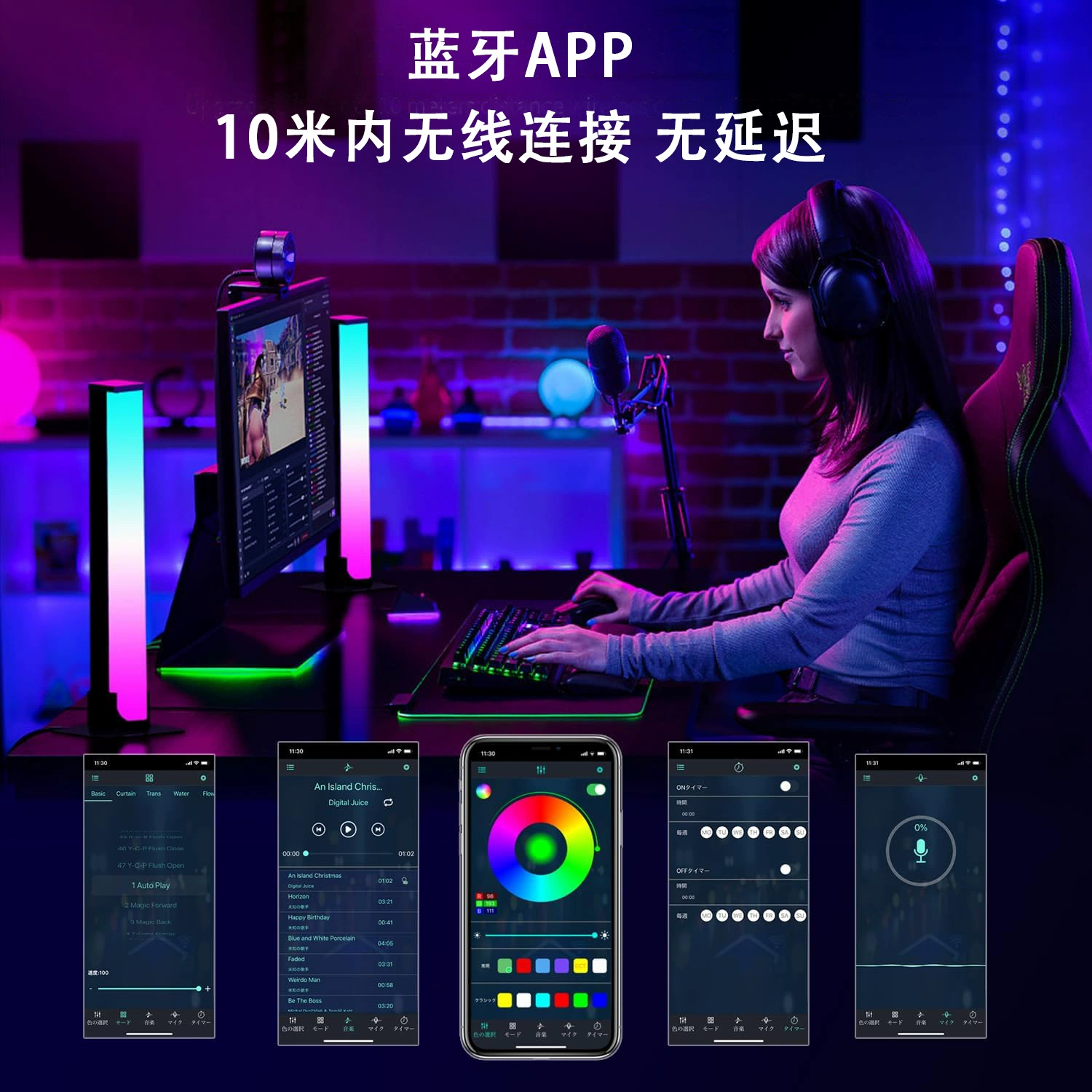 Светильник-ночник для кровати, управление со смартфона, Bluetooth