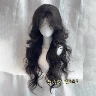 [Drunken Gold Fans] Wig Korean Temperament Big Wave Simulation Hair Bangs Autumn and Winter Wig Women's Natural Full Headgear