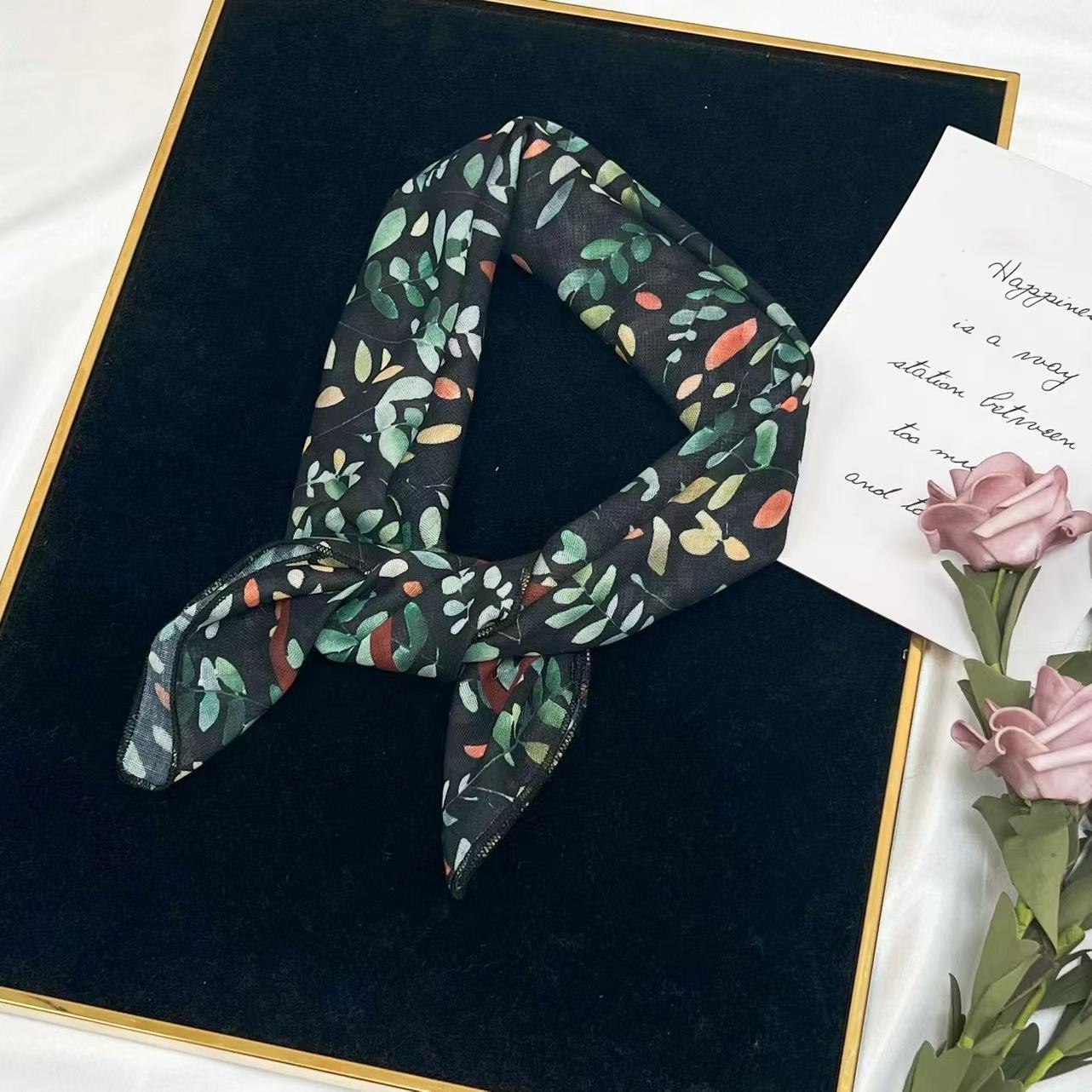 60g Weight Kerchief Classification Daily Occasion cotton and linen Material Flower Pattern Summer Season Women's Gender IG Style Style Women's IG Style Flower Cotton And Linen Kerchief 101
