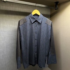 082008小众秋季25新款宽松oversize复古拼接长袖格子衬衫男女同款