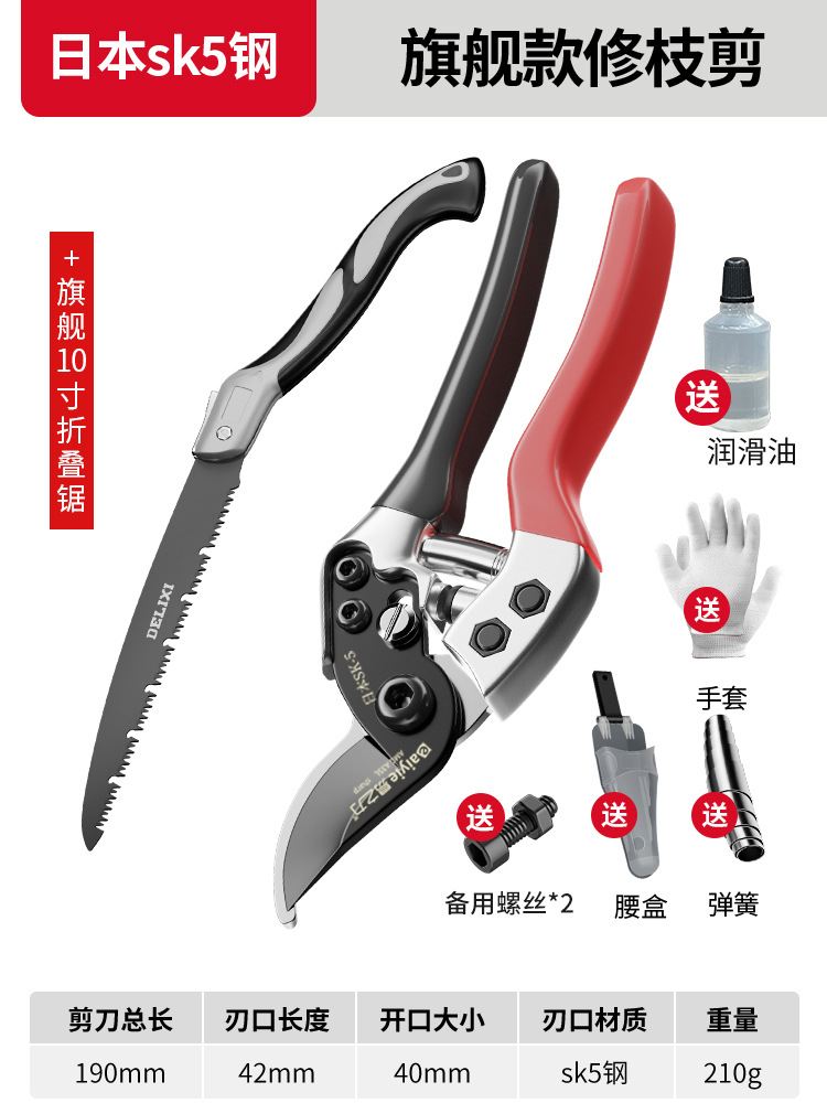 Tijeras de rama de fruta Yizili tijeras de jardín de primavera SK5 hoja de acero tijeras de jardinería doméstica tijeras de podar Bonsai de jardín al por mayor