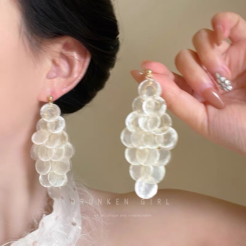绿色海岛串珠花朵耳钉女2025新款海边度假风耳环夸张配饰耳饰|undefined