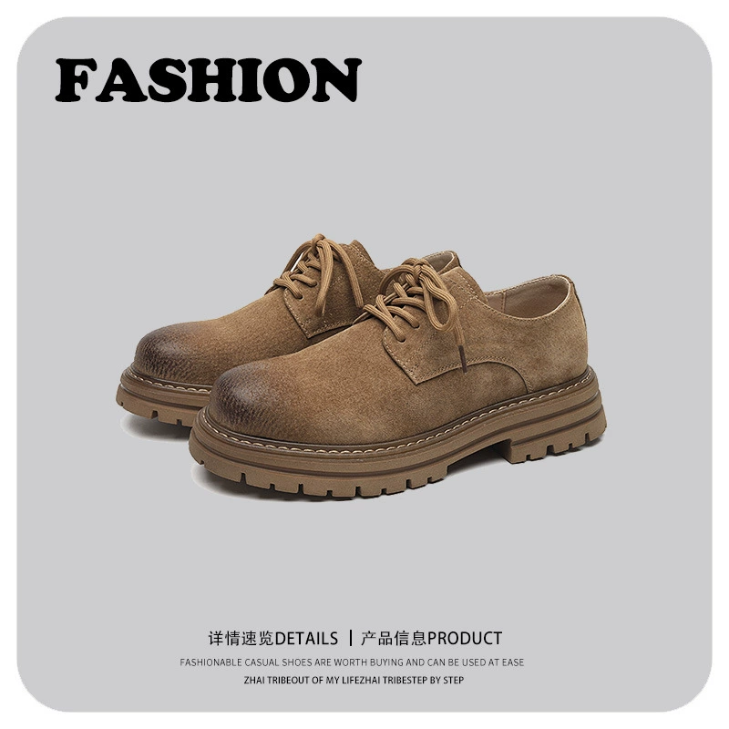 Мужская Уличная Повседневная кожаная обувь на европейской и американской платформе в стиле ретро, 2023, новая летняя Молодежная пригородная мужская обувь на шнуровке